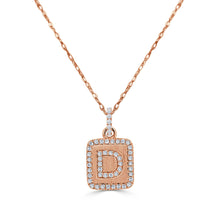 Load image into Gallery viewer, 14k Rose Gold &amp; Diamond Small Initial Necklace "D"