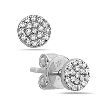 Load image into Gallery viewer, Glittering Petite Diamond Disc Stud Earrings - 14K Gold