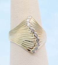 Load image into Gallery viewer, Vintage Shell Dome Diamond Ring - 10K Yellow Gold - Estate