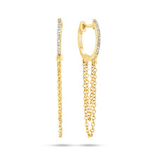 Load image into Gallery viewer, Diamond &amp; Chain Huggie Earring - 14K