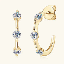 Load image into Gallery viewer, Moissanite Post Hoop Earrings in Gold Plated