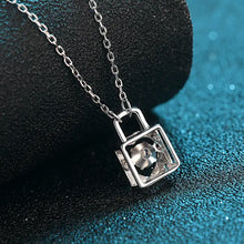 Load image into Gallery viewer, Moissanite Heart Lock Charm Necklace - Sterling Silver
