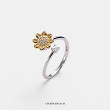 Load image into Gallery viewer, Sunflower Anxiety Fidget Spinner Ring - Sterling Silver