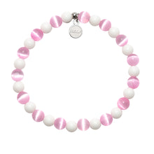 Load image into Gallery viewer, Ellie Fund Pink Selenite &amp; White Jade Charity Stacker - TJazelle - Breast Cancer Awareness