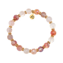 Load image into Gallery viewer, Strawberry Quartz &amp; Gold Empowered Elegance Beaded Bracelet - TJazelle