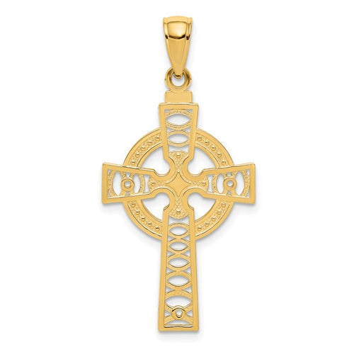 Celtic Cross with Eternity Circle - 14K Yellow Gold