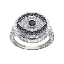 Load image into Gallery viewer, Contessa di Capri Sterling Silver Evil Eye Ring