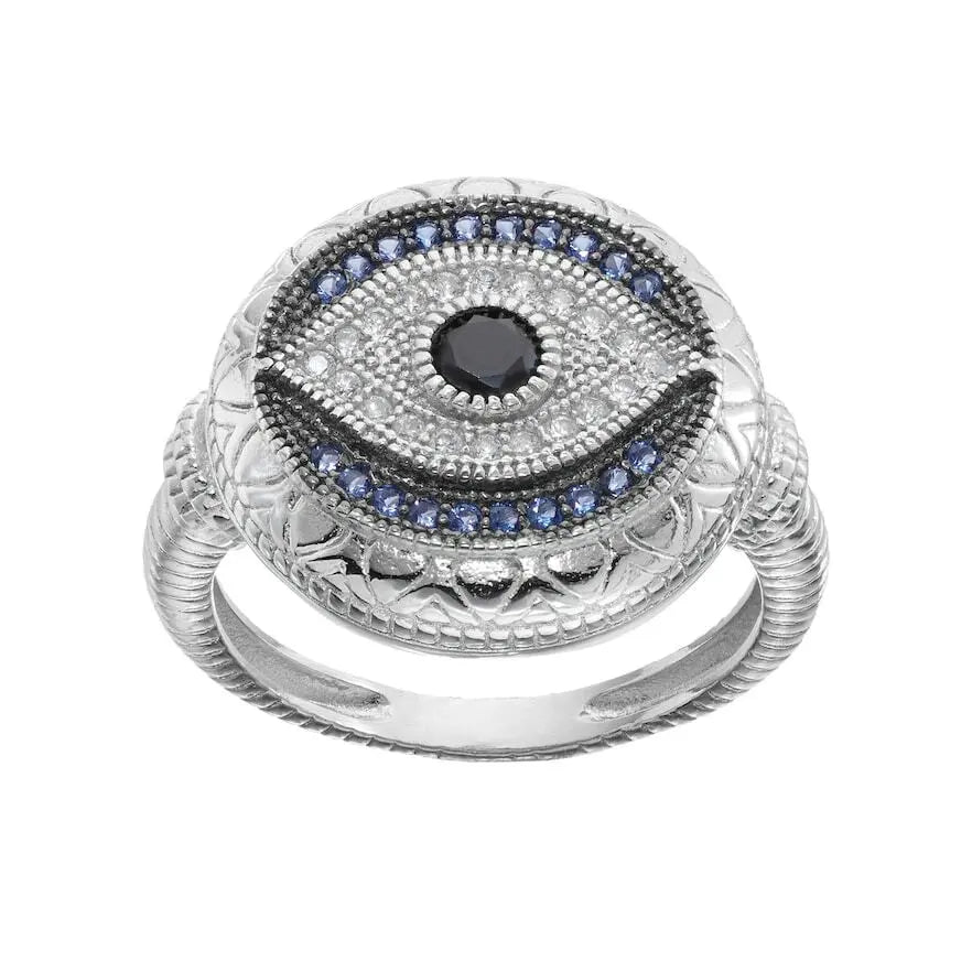Contessa di Capri Sterling Silver Evil Eye Ring