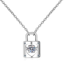 Load image into Gallery viewer, Moissanite Heart Lock Charm Necklace - Sterling Silver