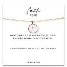 Load image into Gallery viewer, Faith Over Fear White Cross Necklace - Lenny and Eva