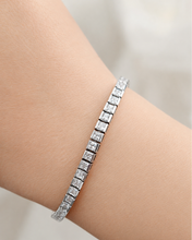 Load image into Gallery viewer, 7.25" Princess Cut CZ Tennis Bracelet - Sterling Silver