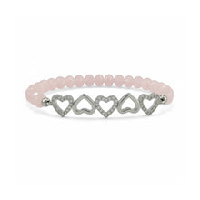 Load image into Gallery viewer, Five Hearts Crystal Stretch Bracelet