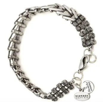 Russian Silver Flapper Bracelet - Gray Crystal - Alex and Ani