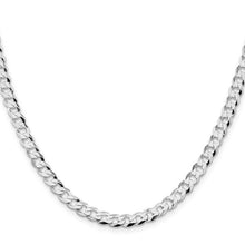Load image into Gallery viewer, Sterling Silver Rhodium-plated 5.75mm Flat Curb Chain