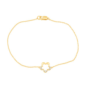 14K Gold Flower Bracelet With Diamonds