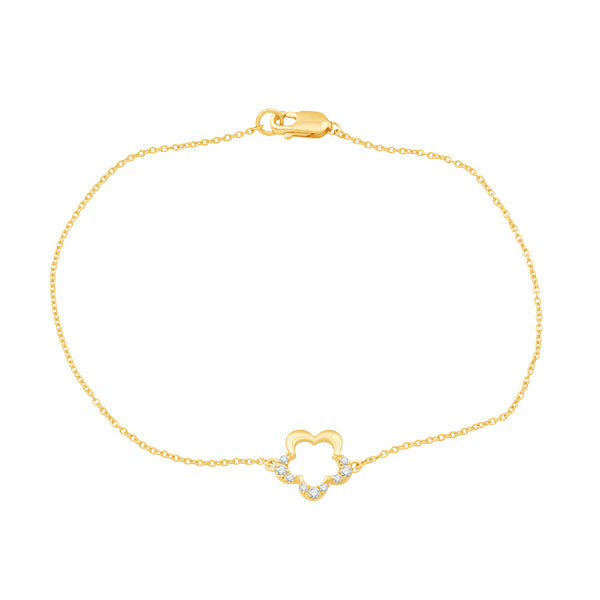 14K Gold Flower Bracelet With Diamonds