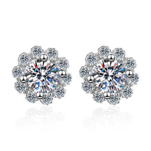 Load image into Gallery viewer, Floral Moissanite Stud Earrings in 925 Sterling Silver