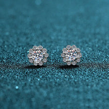 Load image into Gallery viewer, Floral Moissanite Stud Earrings in 925 Sterling Silver