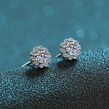 Load image into Gallery viewer, Floral Moissanite Stud Earrings in 925 Sterling Silver