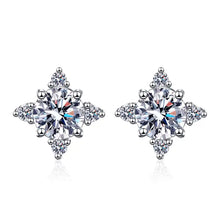 Load image into Gallery viewer, North Star Moissanite Stud Earrings in Sterling Silver