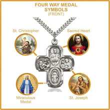 Load image into Gallery viewer, Four Way Religious Cross - Polished and Satin 14K Gold