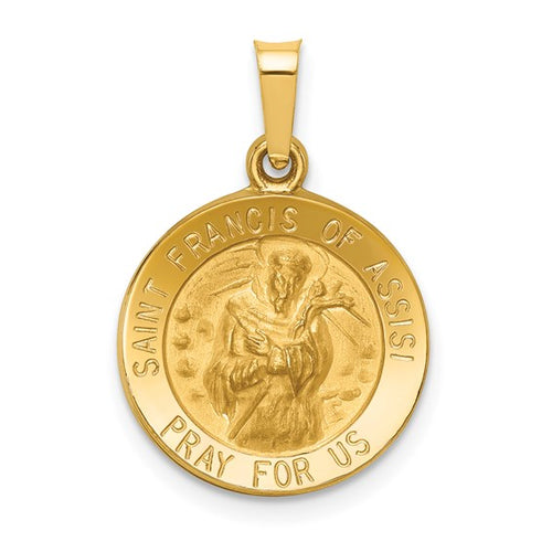 Saint Francis of Assisi Pendant - 14K Yellow Gold