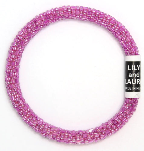 Round and Cut Fuchsia Solid - Roll On Lily and Laura Bracelet