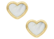 Load image into Gallery viewer, Mother of Pearl Heart Safety Back Stud Earrings - 14K Yellow Gold