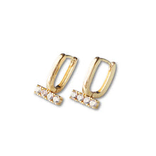 Load image into Gallery viewer, Gilded Rhinestone Bar Hoop Earrings - Lenny and Eva