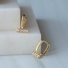 Load image into Gallery viewer, Gilded Rhinestone Bar Hoop Earrings - Lenny and Eva