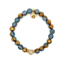 Load image into Gallery viewer, "Glow Getter" Blue Gold Agate Beaded Bracelet - TJazelle