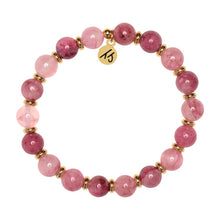 Load image into Gallery viewer, Pink Chalcedony &amp; Gold Empowered Elegance Beaded Bracelet - TJazelle