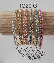 Load image into Gallery viewer, Gold Rhinestone Flexible &amp; Stackable Bangle Bracelet