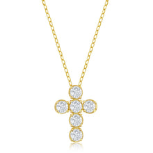 Load image into Gallery viewer, Gold Plated Cross CZ Necklace - Sterling Silver