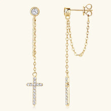 Load image into Gallery viewer, Moissanite Cross Dangle Drop Earrings in 925 Sterling Silver