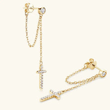 Load image into Gallery viewer, Moissanite Cross Dangle Drop Earrings in 925 Sterling Silver