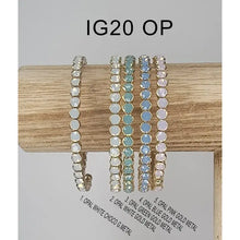 Load image into Gallery viewer, Opals with Gold Rhinestone Flex Bangle Bracelet