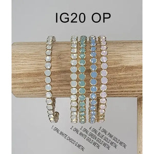 Opals with Gold Rhinestone Flex Bangle Bracelet