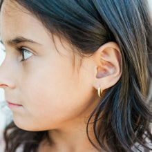 Load image into Gallery viewer, 14K Gold-Plated Huggie Hoop Earrings with CZs for Kids 10mm