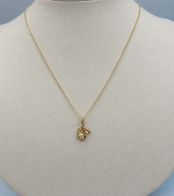 Load image into Gallery viewer, 14K Gold Rose Charm with 14K Yellow Gold Chain