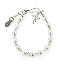 Load image into Gallery viewer, Grace Pearl Sterling Silver Bracelet with Cross - Cherished Moments