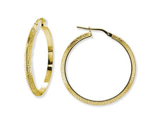 Load image into Gallery viewer, Stellari Gold Greek Key Beveled Hoops