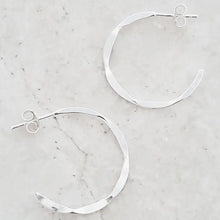 Load image into Gallery viewer, Silver Hammered Hoops Earrings