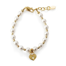 Load image into Gallery viewer, 14K Gold Plated Pearl Baby Bracelet with Locket For Kids- Cherished Moments