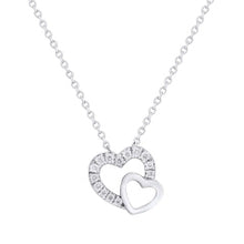 Load image into Gallery viewer, Double Diamond Heart Necklace - 14K White Gold .08 Carats