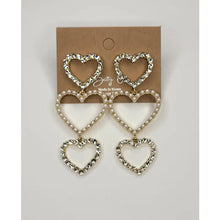 Load image into Gallery viewer, Triple Heart Dangle Earrings