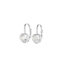 Load image into Gallery viewer, Heart Leverbacks in White CZ - Chloe &amp; Lois