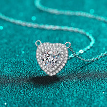 Load image into Gallery viewer, Heart Moissanite Halo Charm Necklace - Sterling Silver