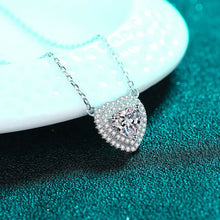 Load image into Gallery viewer, Heart Moissanite Halo Charm Necklace - Sterling Silver