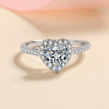 Load image into Gallery viewer, Heart Moissanite Engagement Ring - Sterling Silver